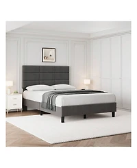 gaomon Platform Bed Frame, Linen Upholstered Bed Frame, Wooden Slats Support, No Box Spring Needed