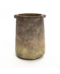 LuxenHome Rustic Ginger Root Brown Cement 11-Inch Tall Indoor and Outdoor Cylinder Vase