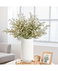 LuxenHome White Terracotta 16.1-Inch Tall Indoor and Outdoor Cylinder Vase