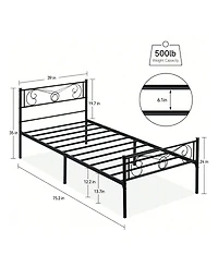 gaomon Metal Platform Bed Frame With Headboard And Footboard, Steel Slat Support Mattress Foundation