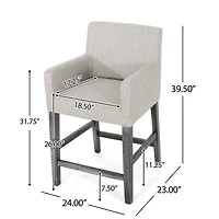 Upholstered 26 Inch Counter Stool - Light Gray/Gray