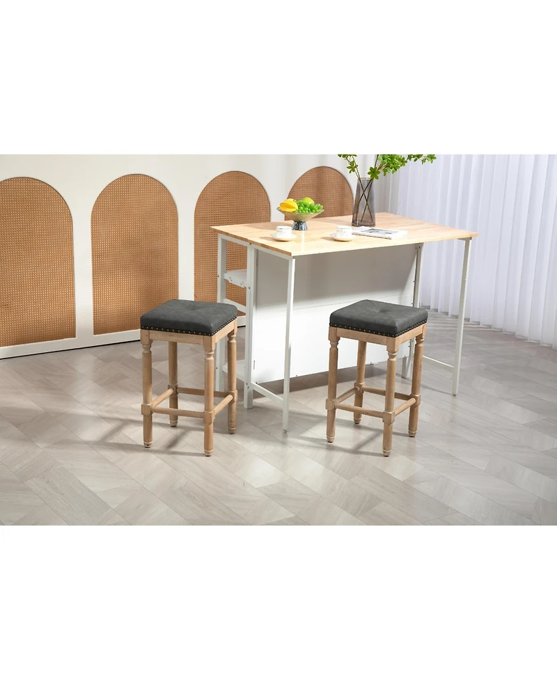 Streamdale Tufted 26INCH stools Wooden counter stools set of 2