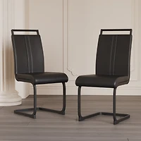 Streamdale Faux Leather Upholstered Dining Chairs with Metal Legs (Set of 2)