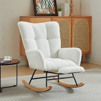 Streamdale Modern Nursery Rocking Chair w/ High Backrest (White)