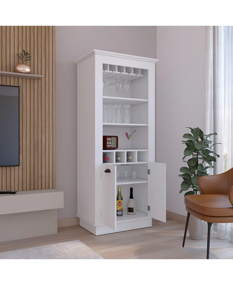 Gale Bar Cabinet Elegant Multi-Storage Unit with Built-in Bottle and Glass Racks, White
