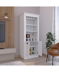 Gale Bar Cabinet Elegant Multi-Storage Unit with Built-in Bottle and Glass Racks, White