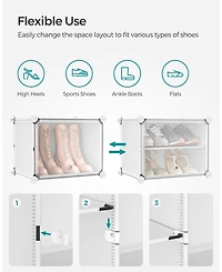 Songmics Home 6-Cube Shoe Organizer with Doors, Modern Look, Store Up to 24 Pairs of Shoes, White