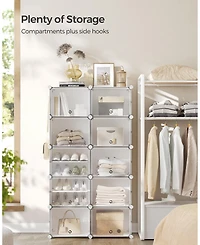 Songmics Home 40 Pair Plastic Shoe Storage Cabinet for Bedroom and Entryway, White