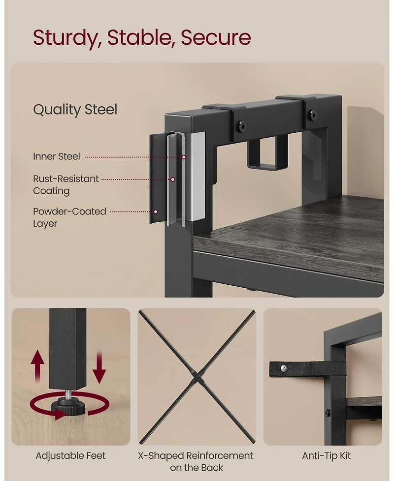 Songmics Home Entryway Hall Tree with Bench & Shoe Storage, Stone Gray & Ink Black