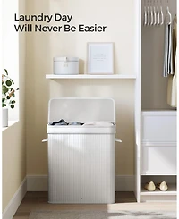 Songmics Home 26.5 Gallon Laundry Hamper with Lid and Handles, Dove Grey