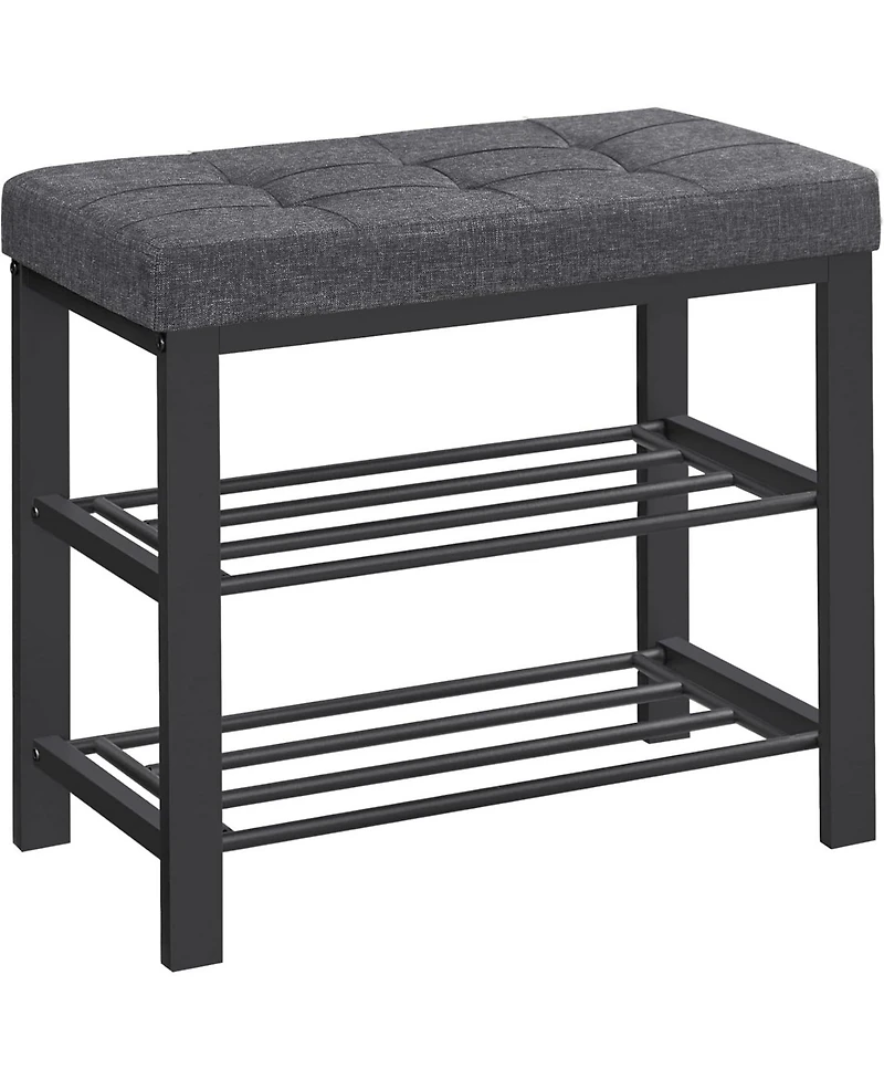 Songmics Home Modern Entryway Bench with cushion and Shoe Storage, Ideal for Living Room, Bedroom, Hallway, Dark Grey & Ink Black