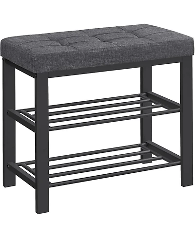 Songmics Home Modern Entryway Bench with cushion and Shoe Storage, Ideal for Living Room, Bedroom, Hallway, Dark Grey & Ink Black