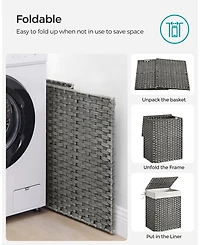 Songmics Home Wicker Laundry Hamper with Removable Liner and Lid, Goose Yellow