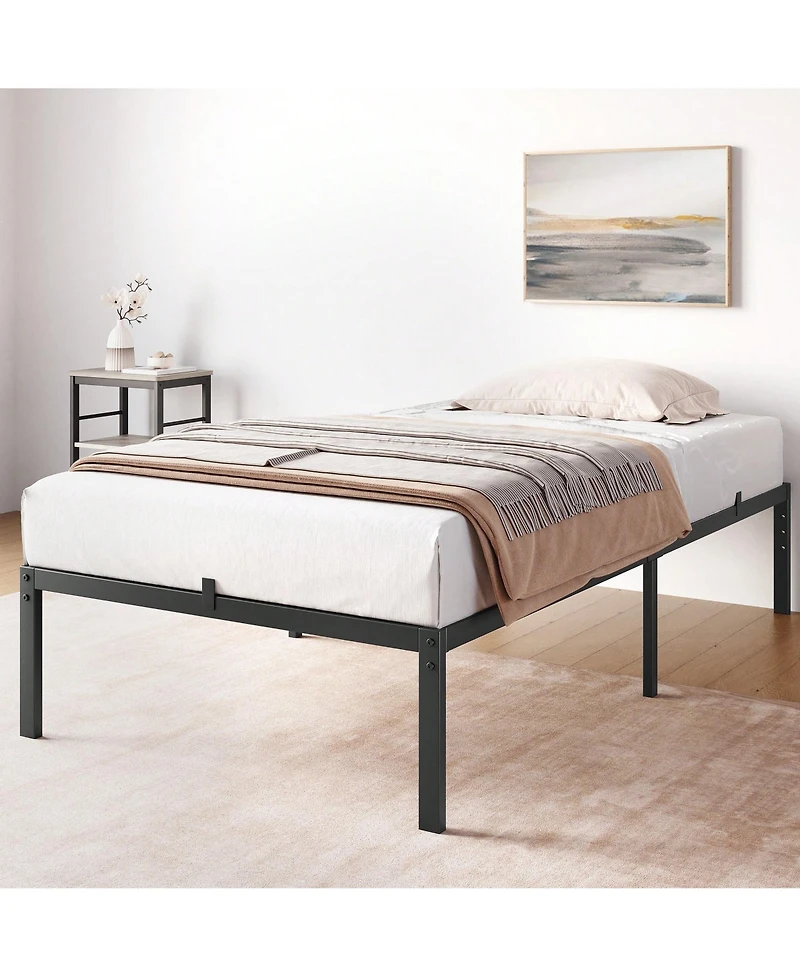 gaomon 14 Inch Twin Bed Frame Metal Platform, Twin Bed Frame With Ample Storage, No Box Spring Needed And Steel Slat Support, Easy Assembly