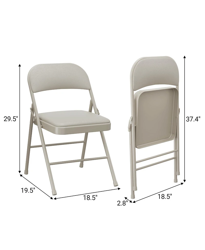 gaomon 4 Pack Folding Chairs with Padded Cushions, Padded Foldable Chair Hold Up to 350 Pounds, Portable Beige Folding Chair