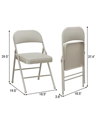 gaomon 4 Pack Folding Chairs with Padded Cushions, Padded Foldable Chair Hold Up to 350 Pounds, Portable Beige Folding Chair