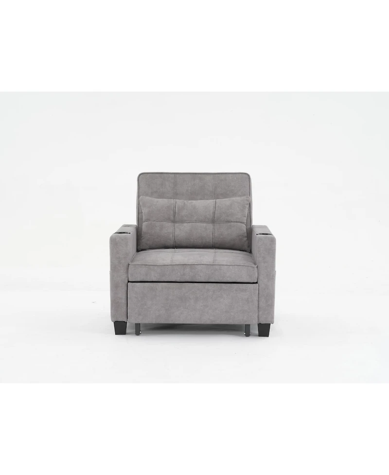 Slickblue 3-in-1 Convertible Futon Chair Bed with Usb Ports Wear-Resistant & Anti-Scratch Sleeper