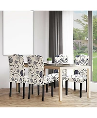 Gymax Set of 2 Tufted Dining Chair Upholstered Nailhead Trim Rubber Wooden Leg