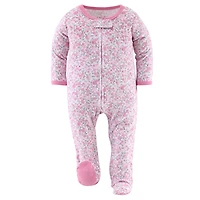 The Peanutshell Floral Love Footed Baby Sleepers for Girls, 3 Pack