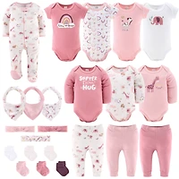 The Peanutshell Baby Girls Layette Gift Set Girls, Safari Rainbow, 23 Essential Pieces, Pink