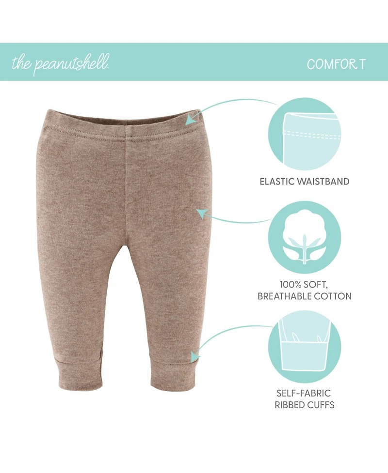 The Peanutshell Baby Boy & Girl Pants, 5-Pack, Earthy Neutrals