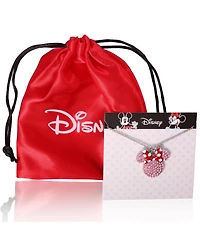 Disney Minnie Mouse Fashion Red Polka Dot Bow Crystals Pave Necklace