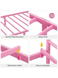 gaomon Metal Platform Bed Frame With Headboard And Footboard, Steel Slat Support And Mattress Foundation, No Box Spring Needed
