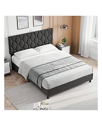 gaomon Bed Frame With Headboard Upholstered Bed Frame, Heavy-Duty Platform Bed Frame With Strong Wood Slats, Upholstered Mattress Foundation No Box Sp
