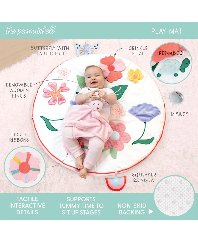 The Peanutshell Floral Crib Bedding, Tummy Time Mat & Security Blanket Set, 4-Piece Set