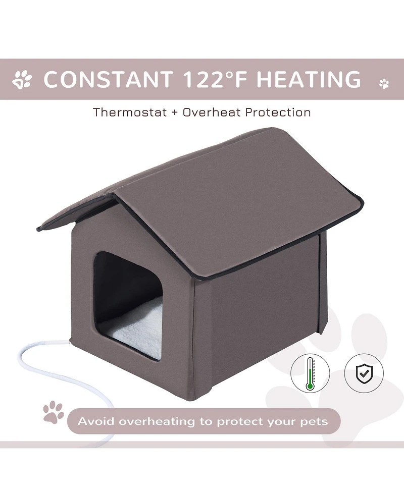 Pawhut Outdoor Heated Cat House, Warm Insulated Feral Cat Shelter Indoor