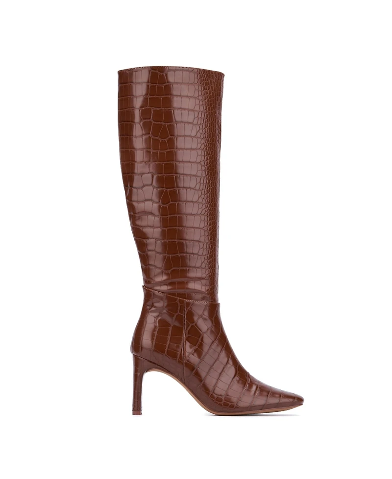 Women's Isabelle Croc Embossed Knee-High Boots Dress Boots