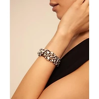 UNOde50 Sterling Silver Wide Leather Metal Clad Bracelet