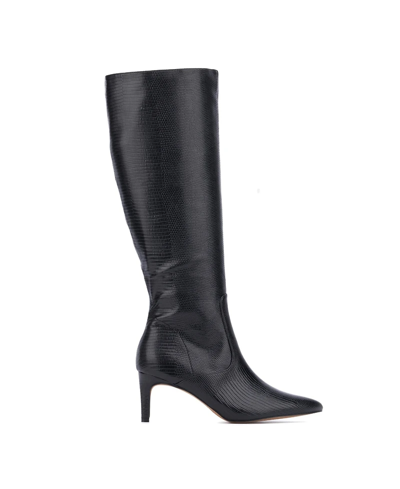 Women's Piper- lizard Embossed Kitten Heel Boots