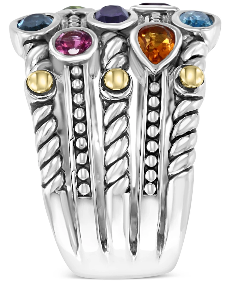 Effy Multi-Gemstone (1-1/3 ct. t.w.) Multi-Row Ring in Sterling Silver