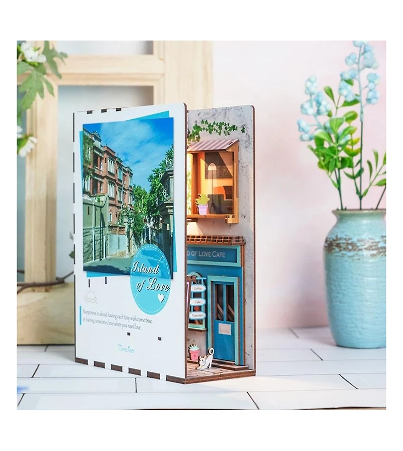 Flash Popup Diy 3D Book Nook Kit Island of Love Cafe 83pcs