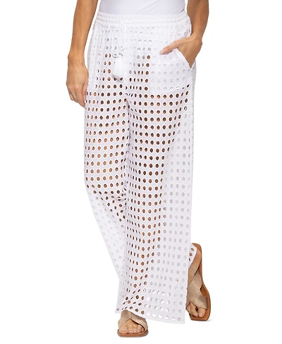 Dotti Women's Cotton Openwork Dot Drawstring-Waist Pants