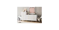 gaomon White Dresser, Modern 5 Drawer Dresser for Bedroom with Gold Handle and Large Drawer