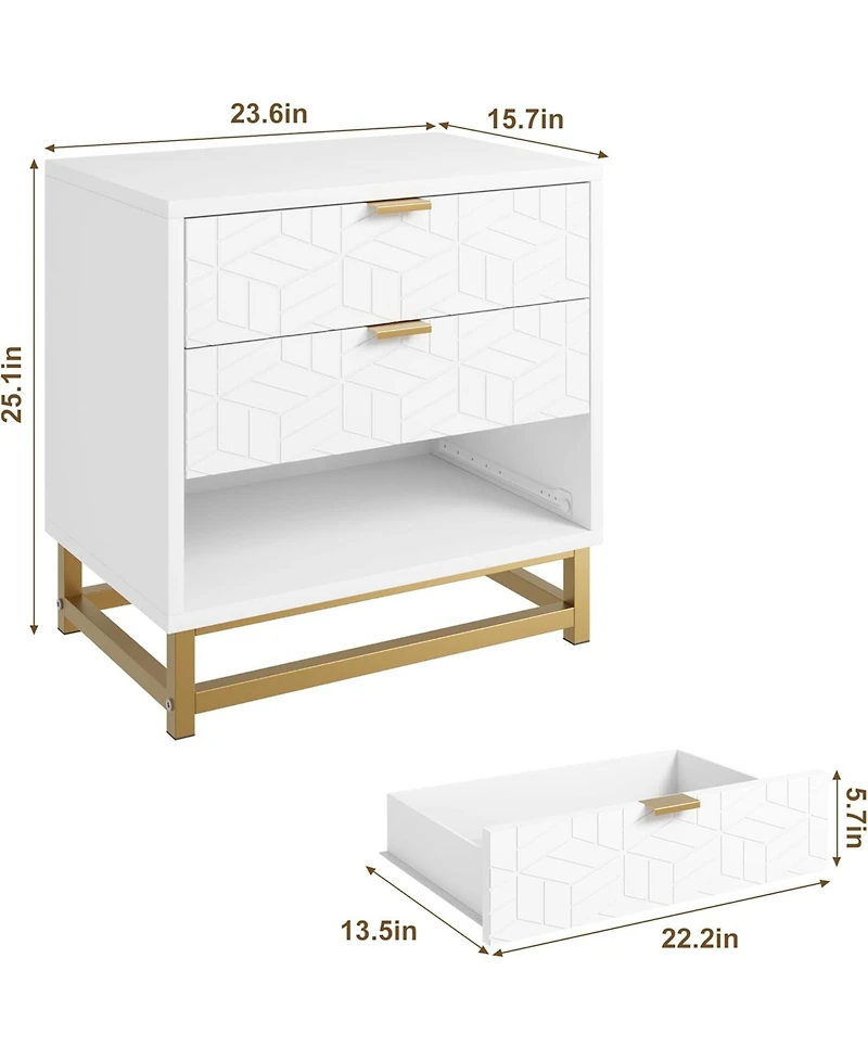 gaomon Dressers for Bedroom 3 Drawer, Chest of Drawers with Metal Base, Modern Dresser Chest Cabinet Organizer,White