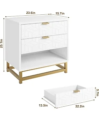 gaomon Dressers for Bedroom 3 Drawer, Chest of Drawers with Metal Base, Modern Dresser Chest Cabinet Organizer,White