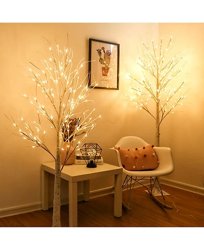 Twinkle Star 2-Pack Lighted Birch Tree for Thanksgiving Wedding Party Decor