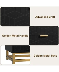 Dressers for Bedroom Drawer, Chest of Drawers with Metal Base, Modern Dresser Chest Cabinet Organizer,Black