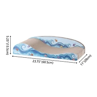 Kokomo 23.75" Coastal Cardboard Lounge Bed Cat Scratcher with Catnip, Blue