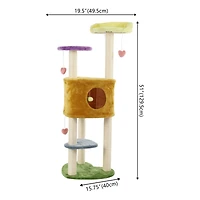 The Licker Store Aisling 51" 4-Tier Modern Sisal Heart Cat Tree with Scratching Posts, Napping Perch, and Dangling Toys, Multi