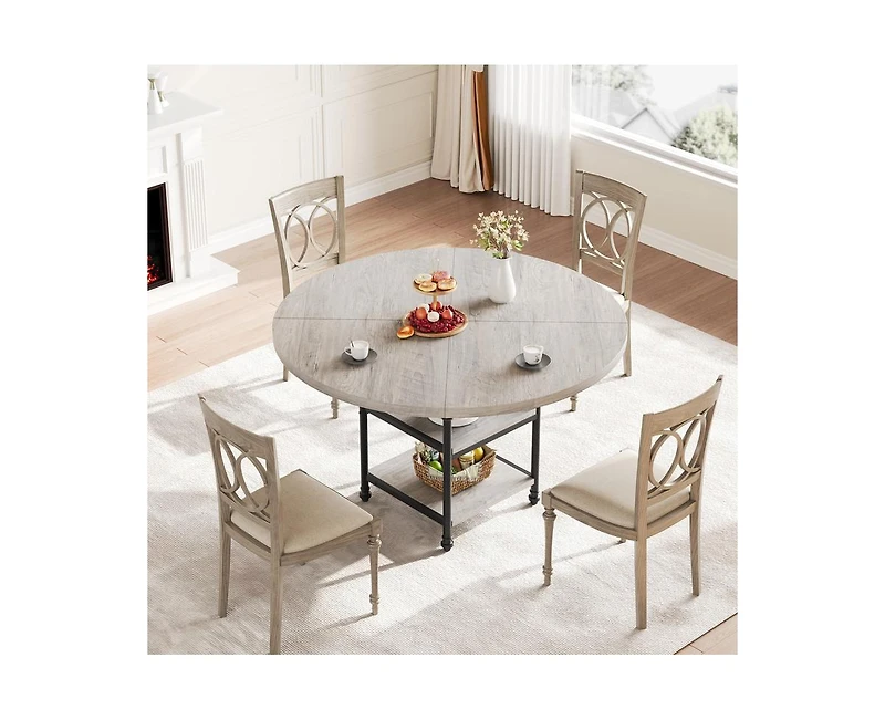 47-Inch Round Dining Table for 4: Featuring a 1.59-Inch Thick Top