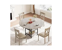 47-Inch Round Dining Table for 4: Featuring a 1.59-Inch Thick Top