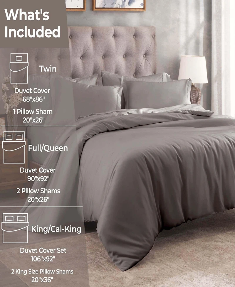 Superior Egyptian Cotton 400 Thread Count Solid Luxury Duvet Cover Set, Full/Queen