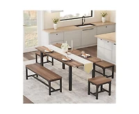 gaomon 5-Piece Dining Table Set for 4-6, 63" Extendable Dining Room Table Set for 4,Dining Table Set for 6 with Metal Frame,Kitchen Table & Chairs Set