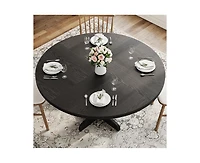 gaomon Round Dining Table for 4-6 People, 47 Inch Farmhouse Kitchen Table with Wooden Tabletop and Stable Base, Circle Dinning Room Table for Home Din