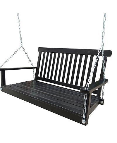 Slickblue Front Porch Swing with Armrests Comfortable Outdoor Seating for Relaxation