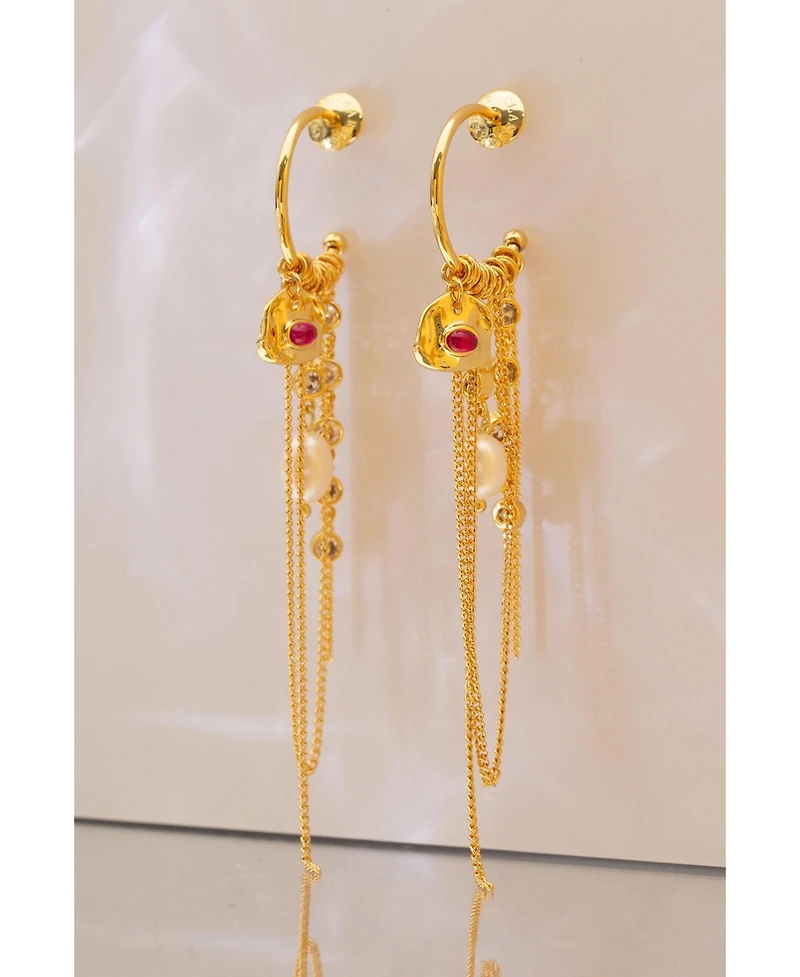 Iris Freshwater Pearl and Cubic Zirconia Radiant Reverie Cascade Hoop Earrings